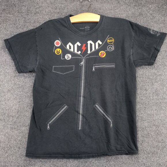 ACDC Men's Rock & Roll T-Shirt Black Medium Short Sleeve The Who KISS Pink Floyd - Picture 2 of 12